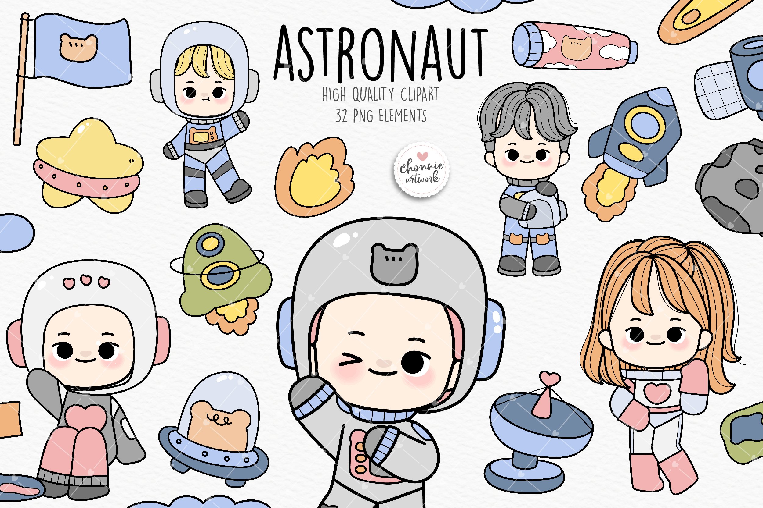 astronaut kids clipart cover image.