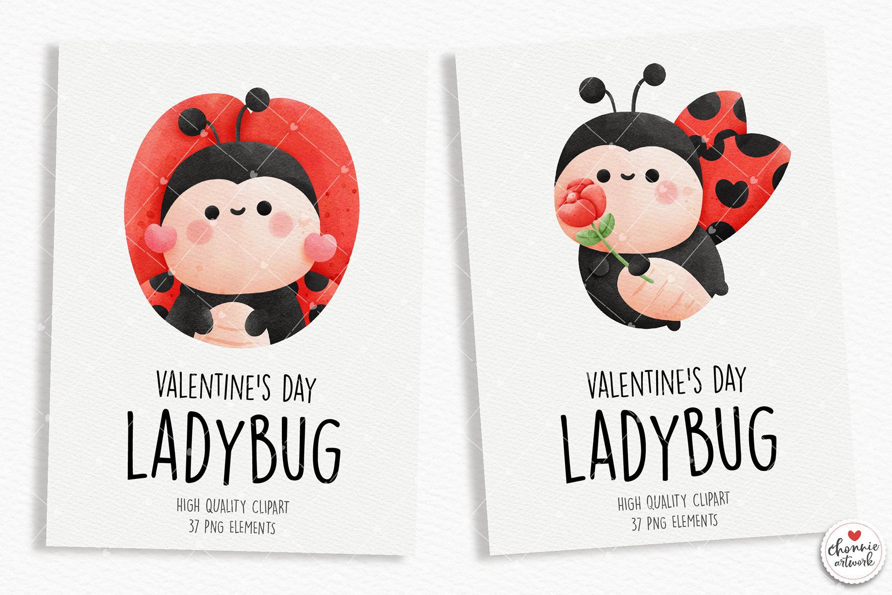 Valentine's day ladybug clipart preview image.