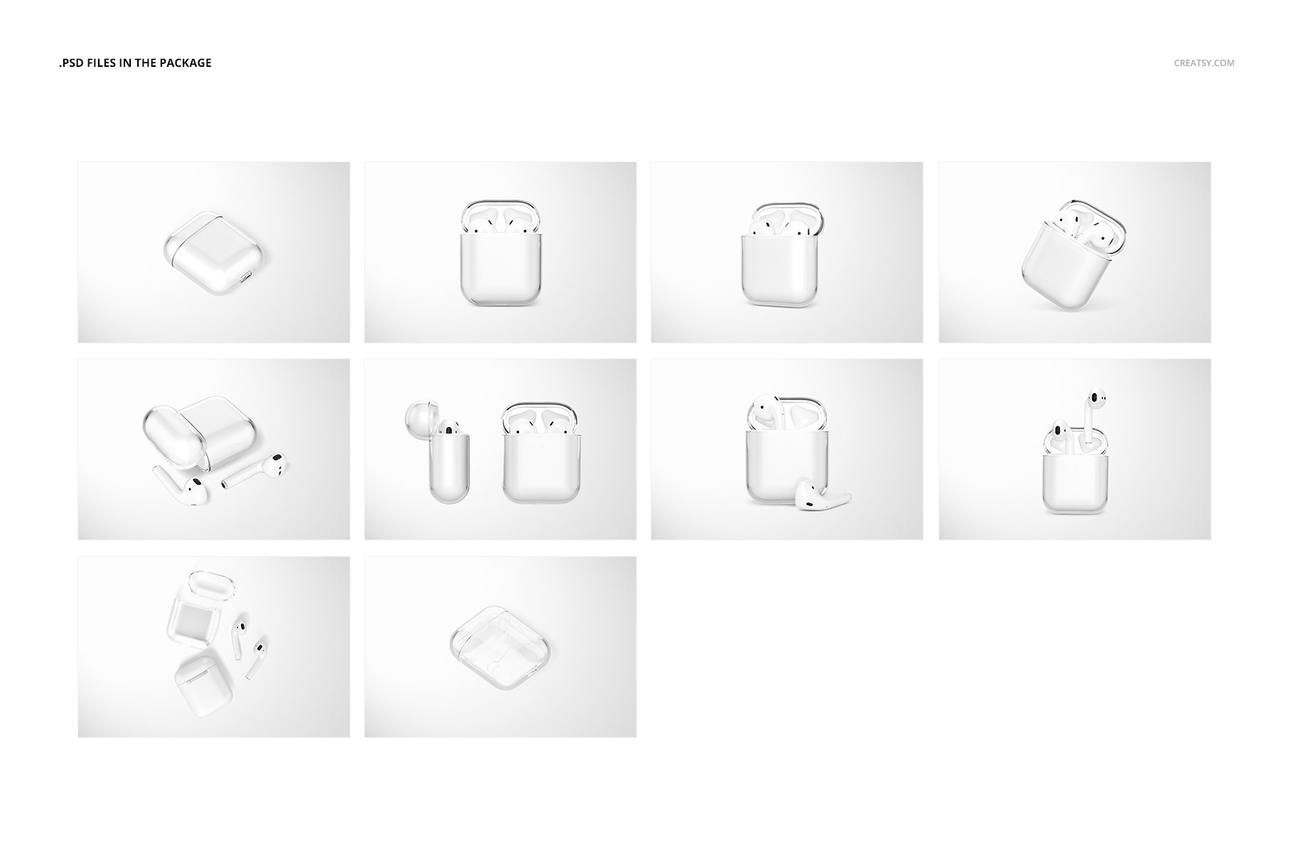 AirPods Clear Case Mockup Set 02 preview image.