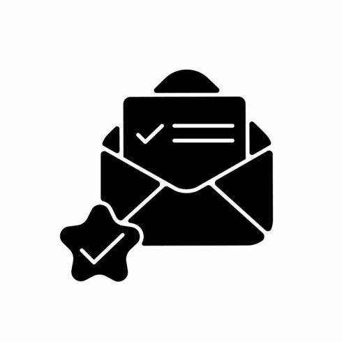 Mail received black glyph icon cover image.