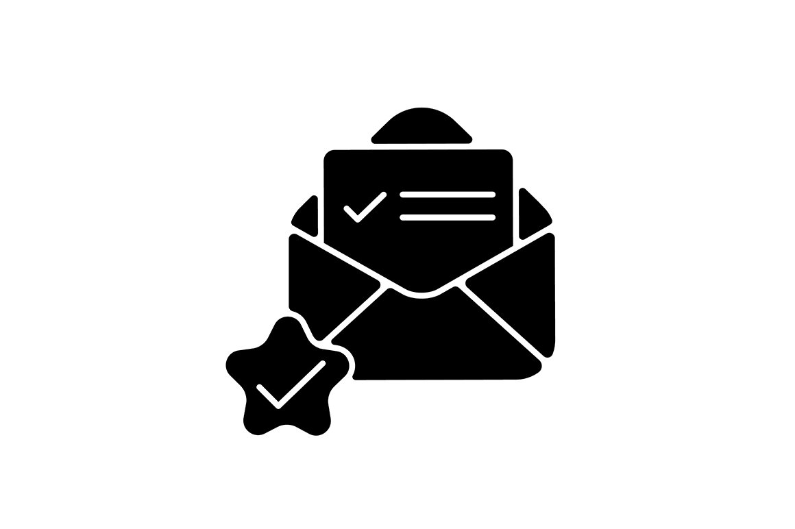 Mail received black glyph icon cover image.