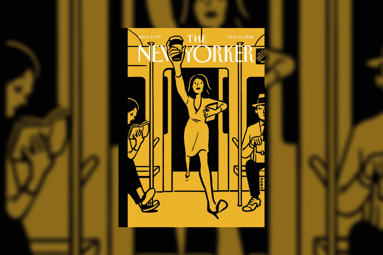 Image of the front page of The New Yorker magazine in yellow.
