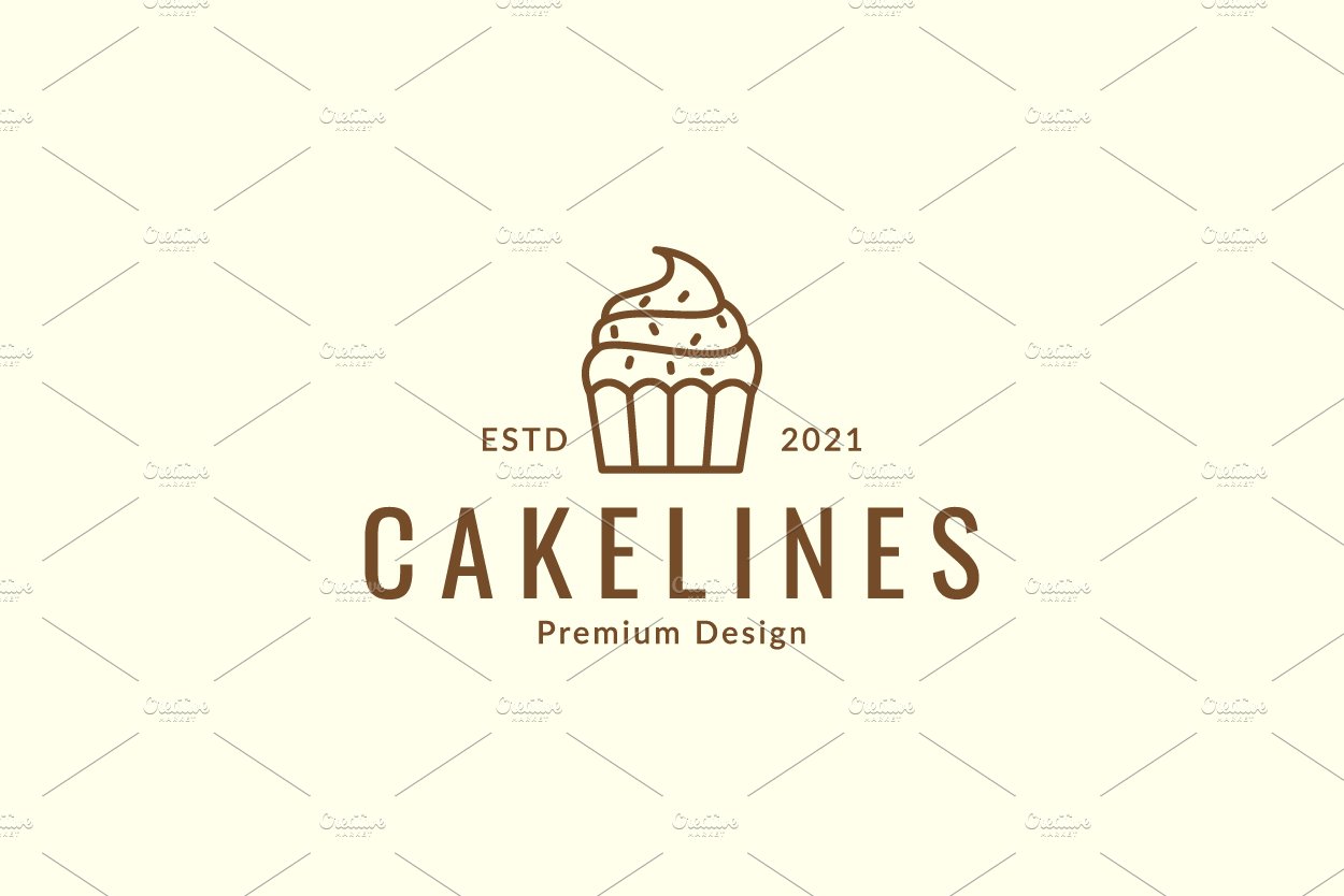 lines simple delicious cake logo cover image.