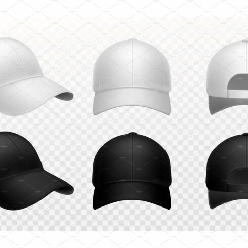 Baseball cap. Realistic black and cover image.