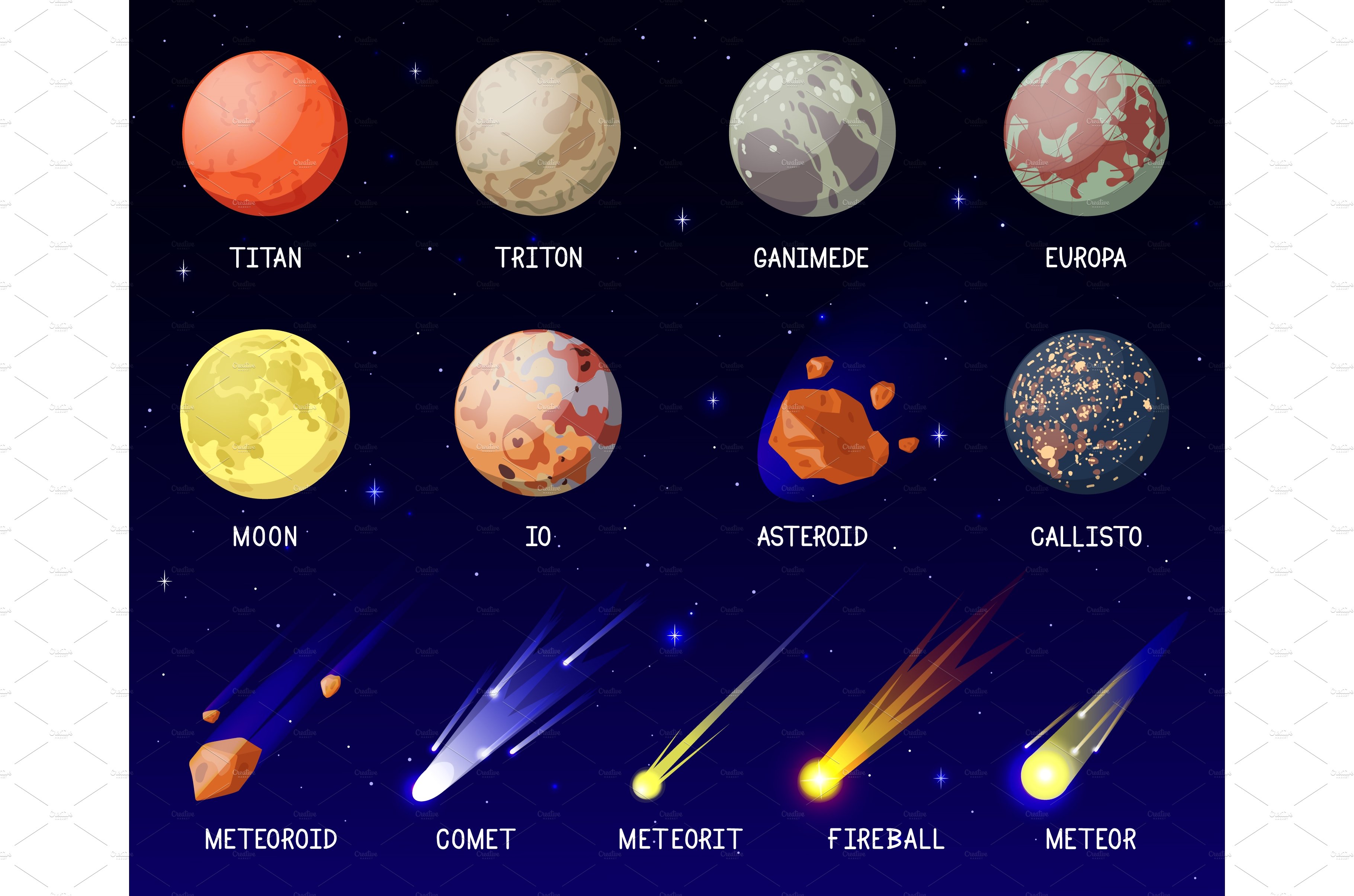Cartoon planets. Solar system cover image.
