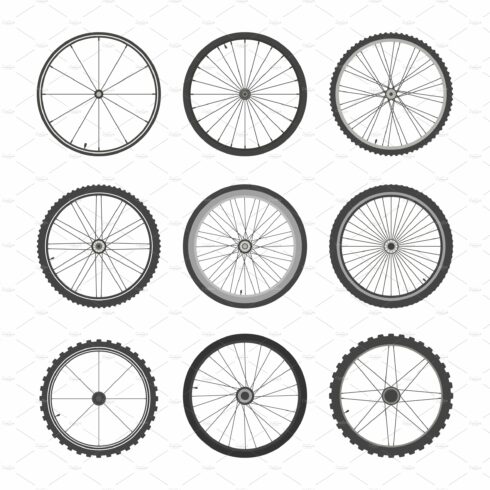 Bicycle wheels set. Circle with cover image.
