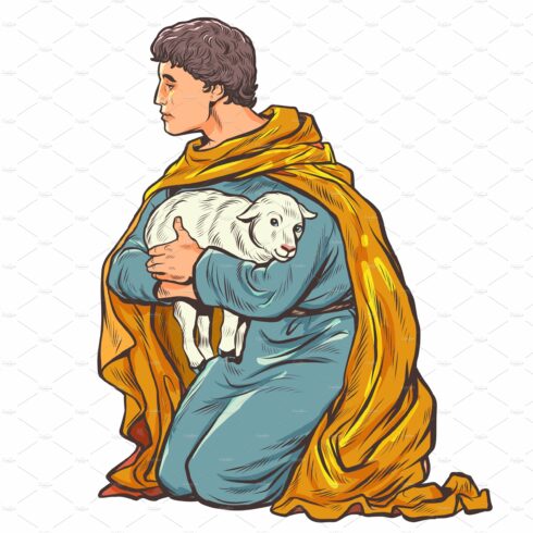 shepherd with a lamb, a biblical cover image.