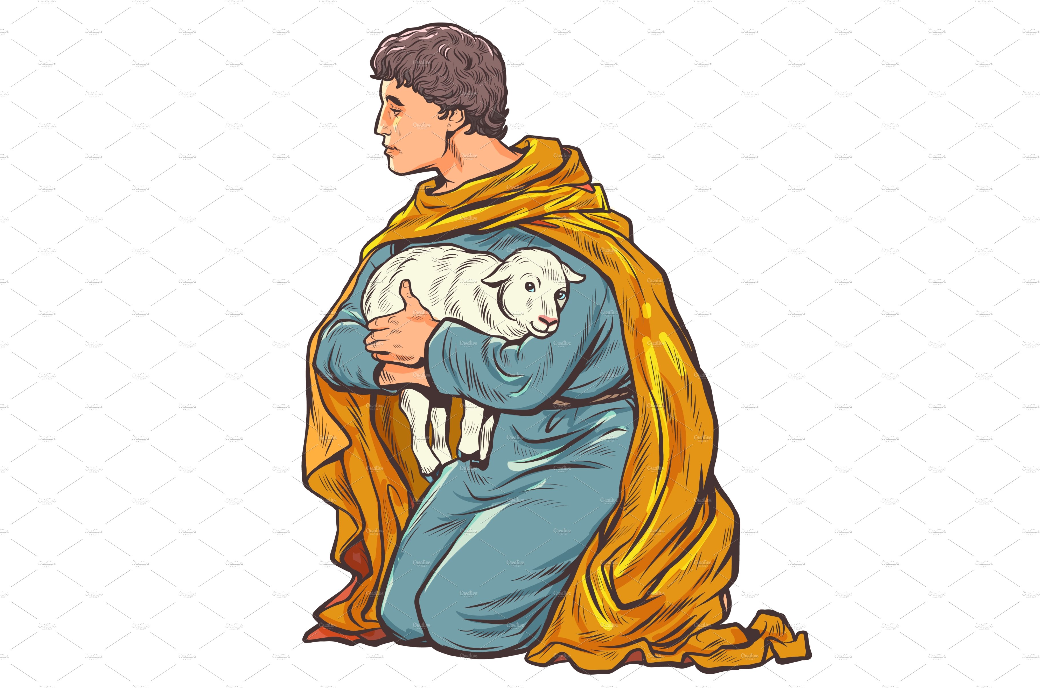 shepherd with a lamb, a biblical cover image.