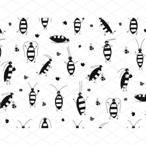 Funny cockroaches, seamless pattern cover image.