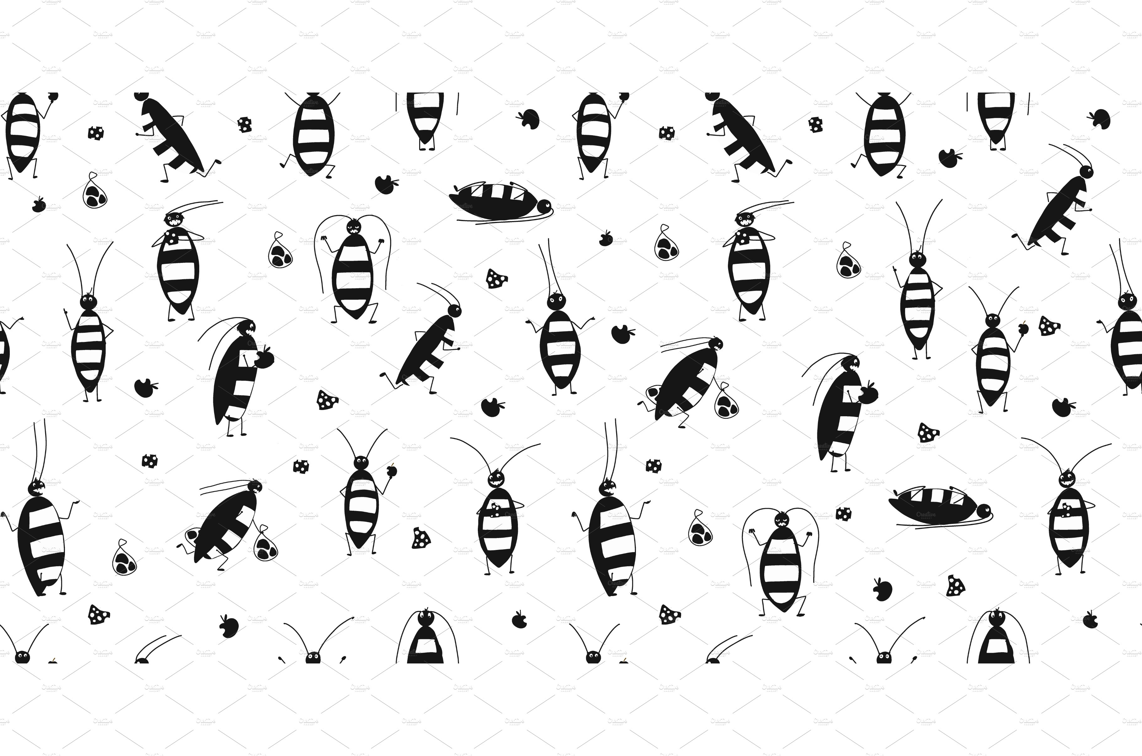 Funny cockroaches, seamless pattern cover image.