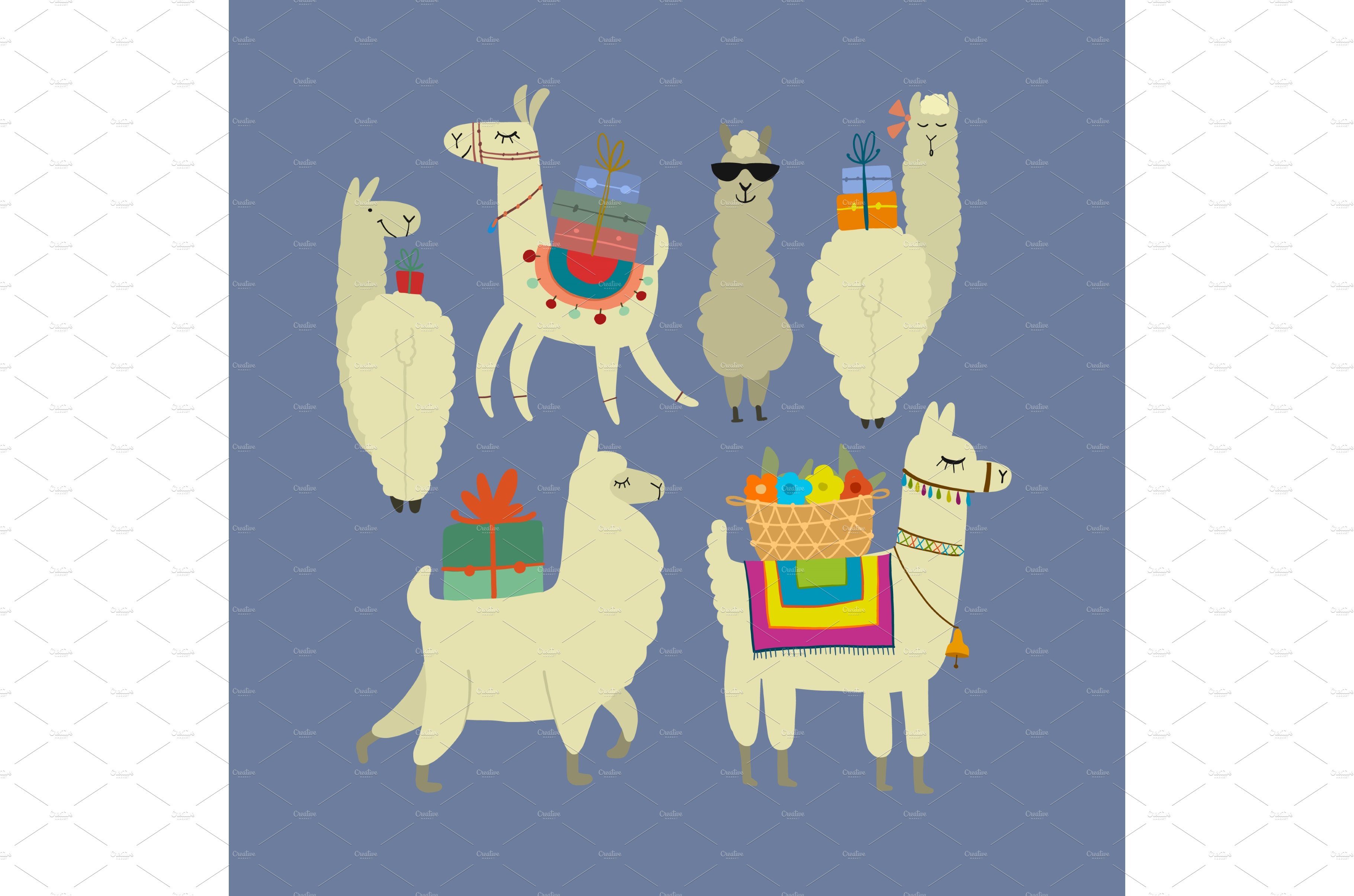 Cute alpaca character. Funny llamas cover image.