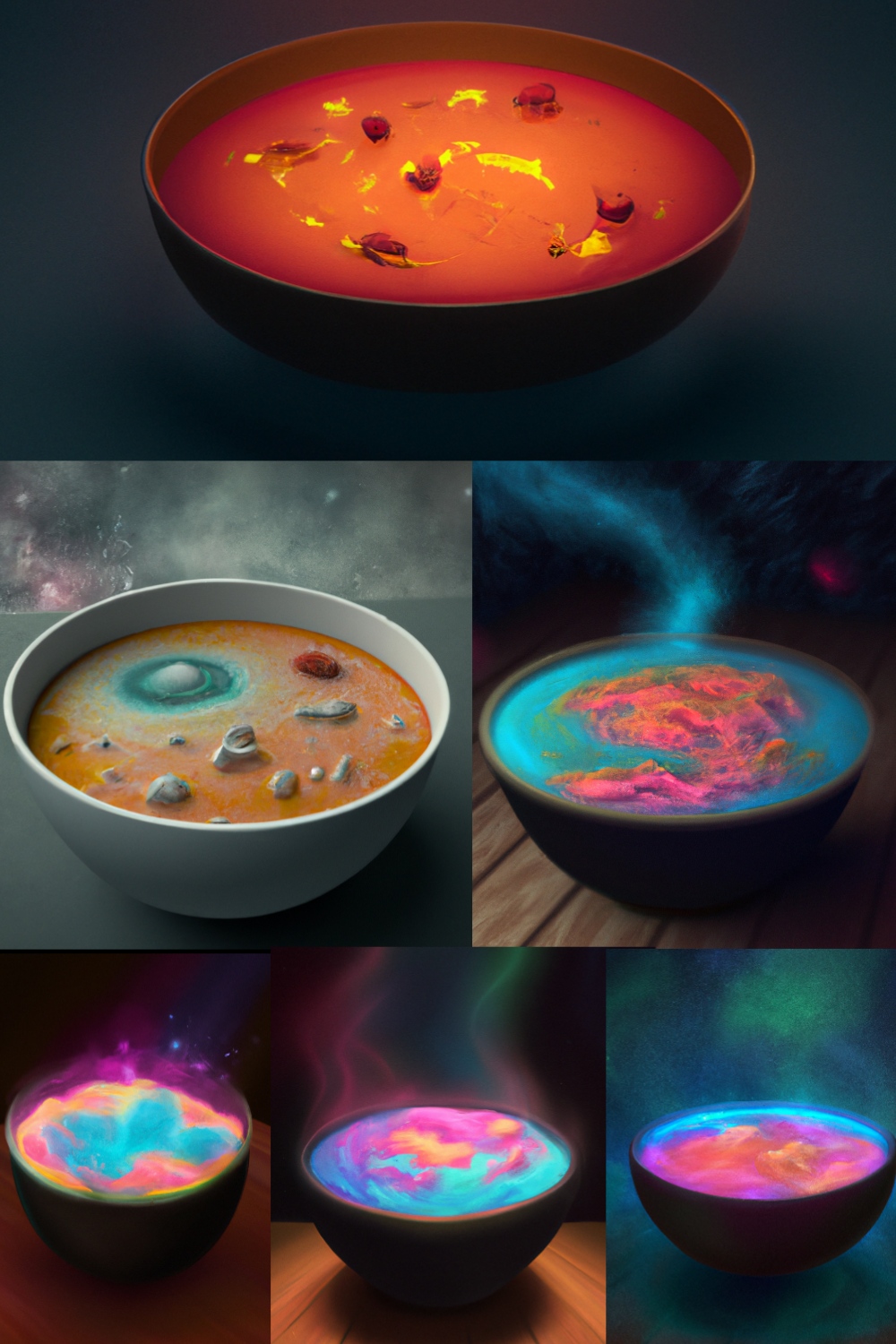 A bowl of soup that is also a portal to another dimension, digital art bundle pinterest preview image.