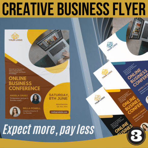 3 Modern Online Business Flyer Templates cover image.