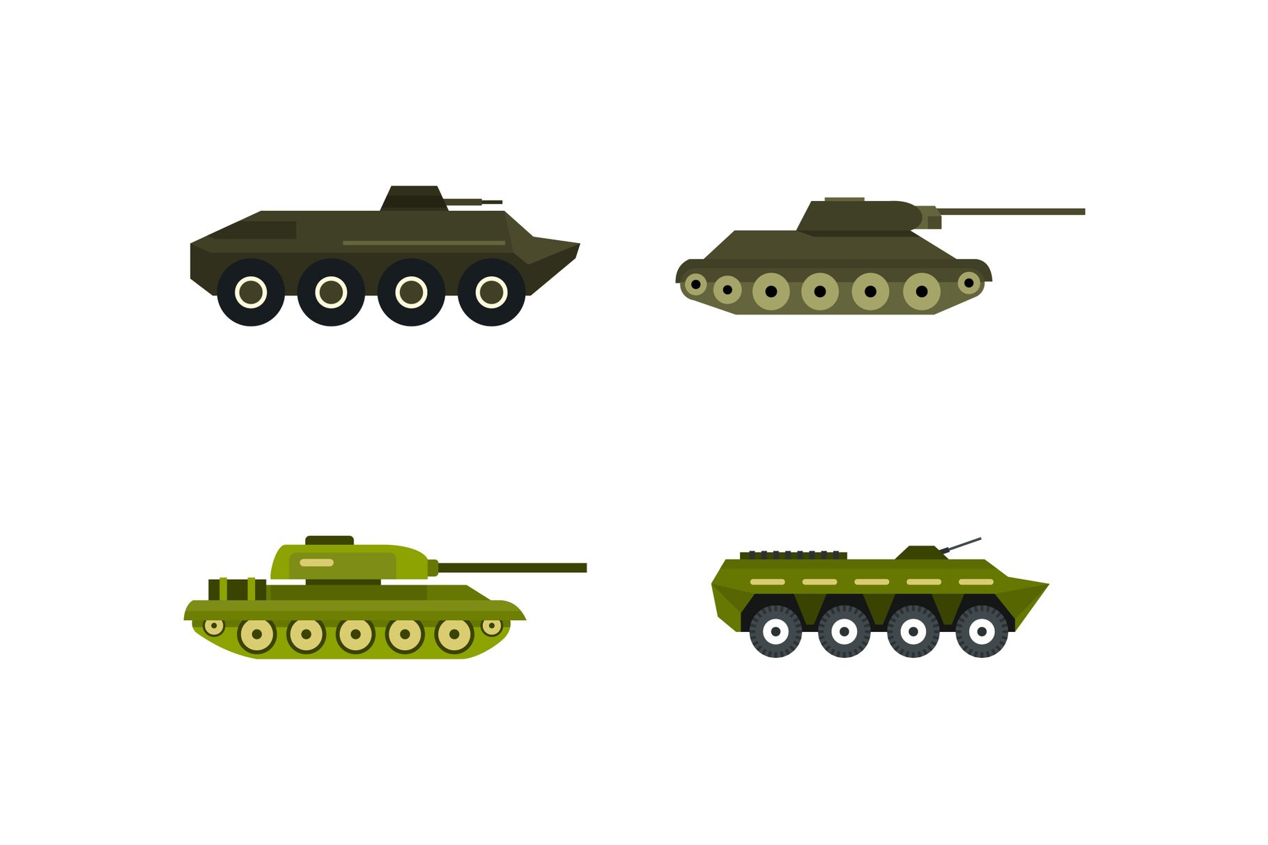 Tank icon set, flat style cover image.