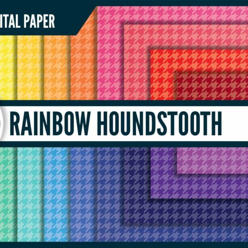 Rainbow houndstooth digital paper cover image.