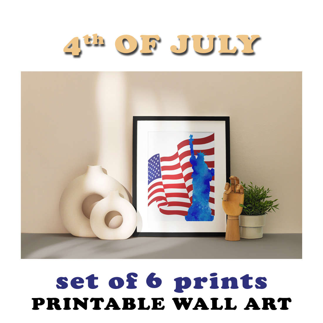 4TH of july printable wall art -set of 6 prints-Printable wall art preview image.