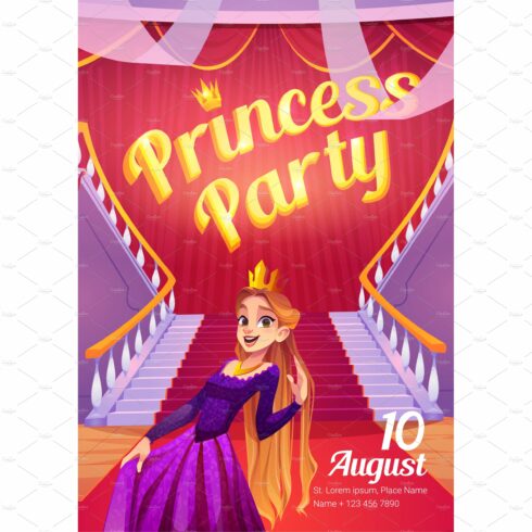 Princess party poster with cute girl cover image.