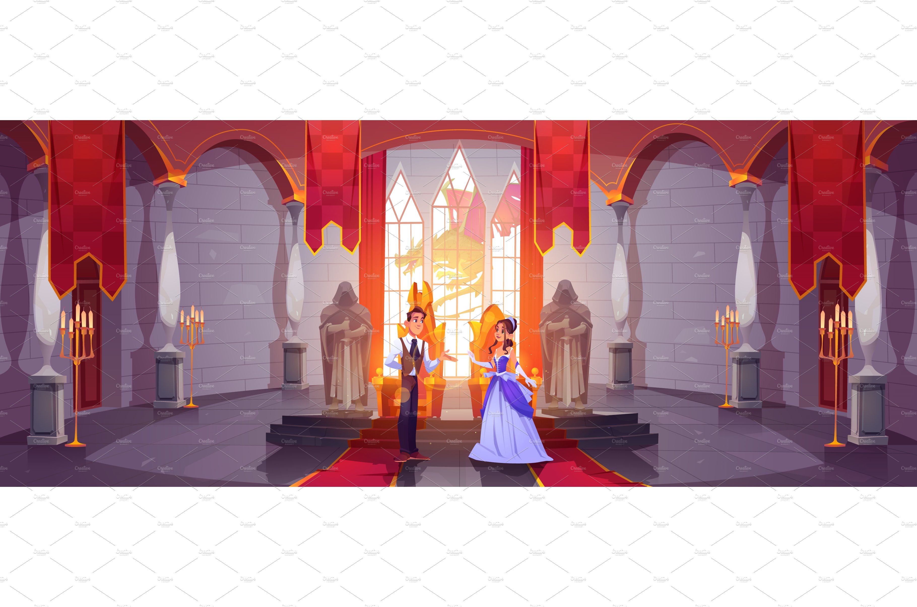 Prince and princess in throne room cover image.