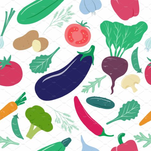 Vegetables pattern. Vegan organic cover image.