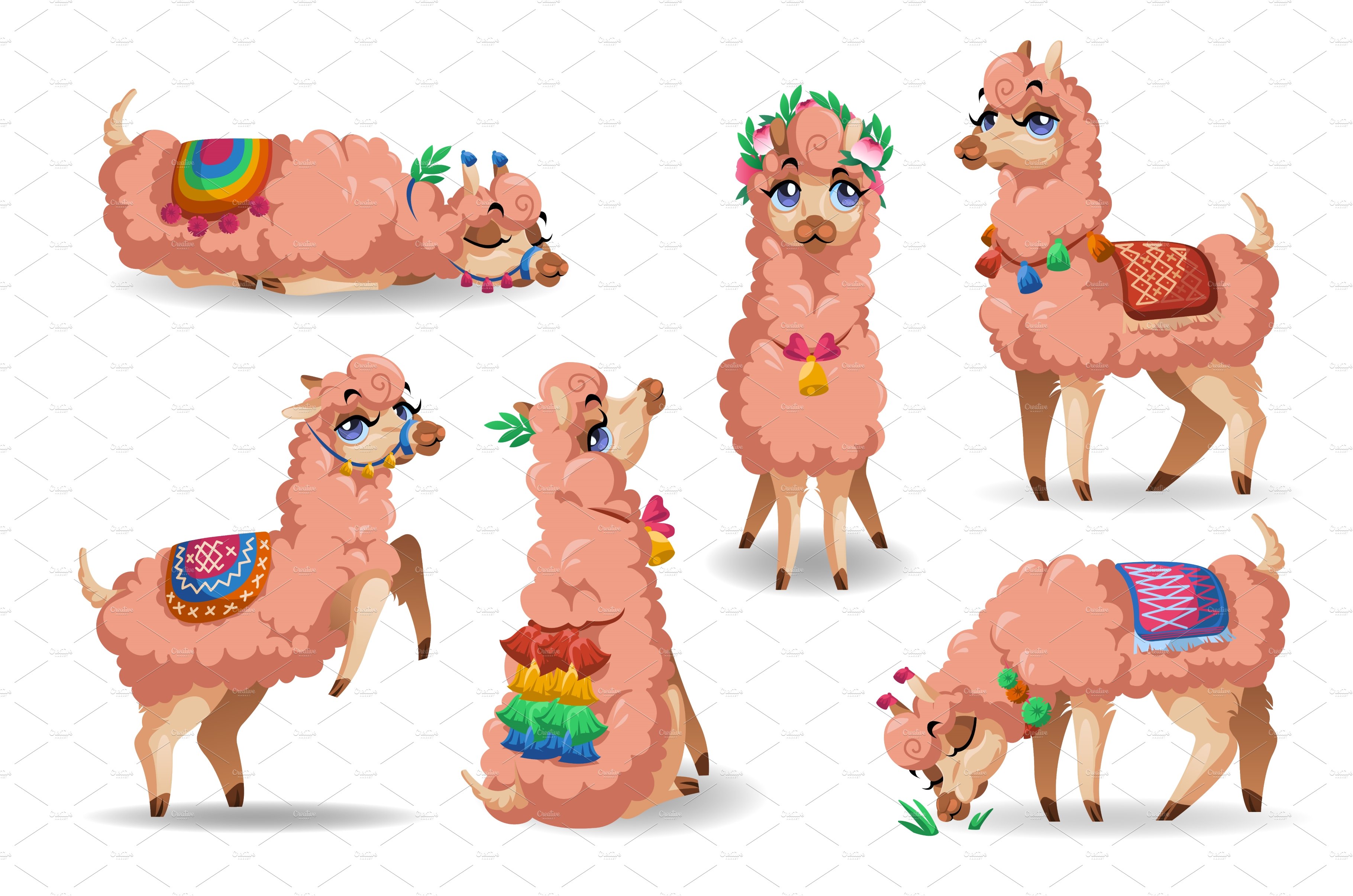 Cute llama character in different cover image.
