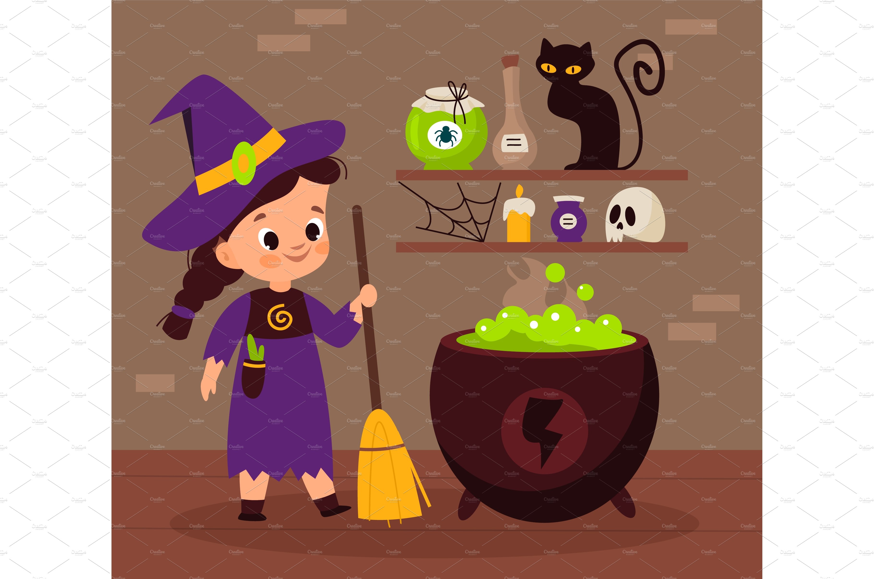 Halloween witch. Sorceress brewing cover image.