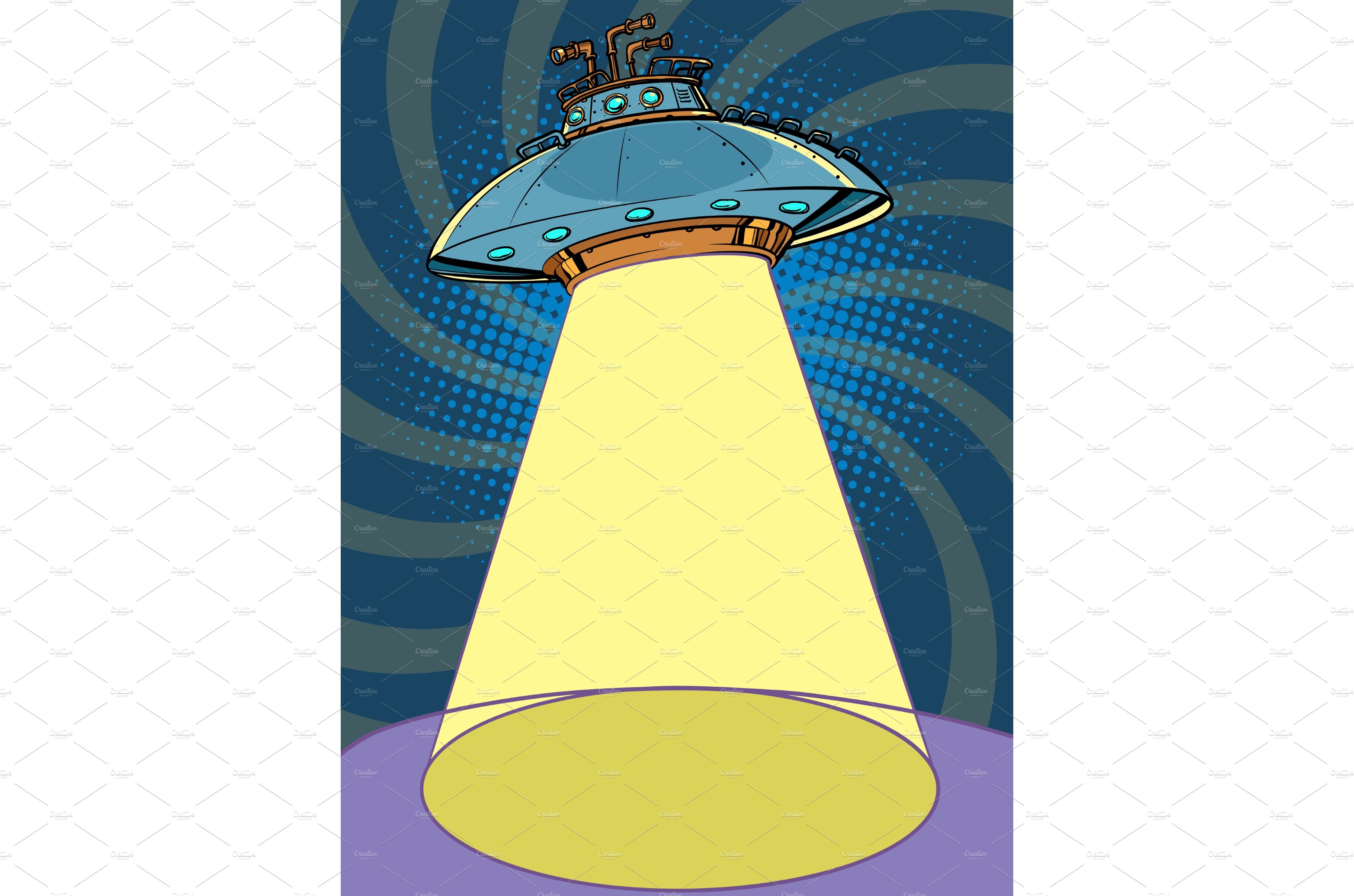 UFO flying saucer with a shining cover image.