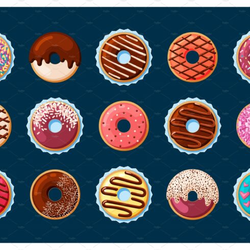 Sweet donuts with decorative glaze cover image.