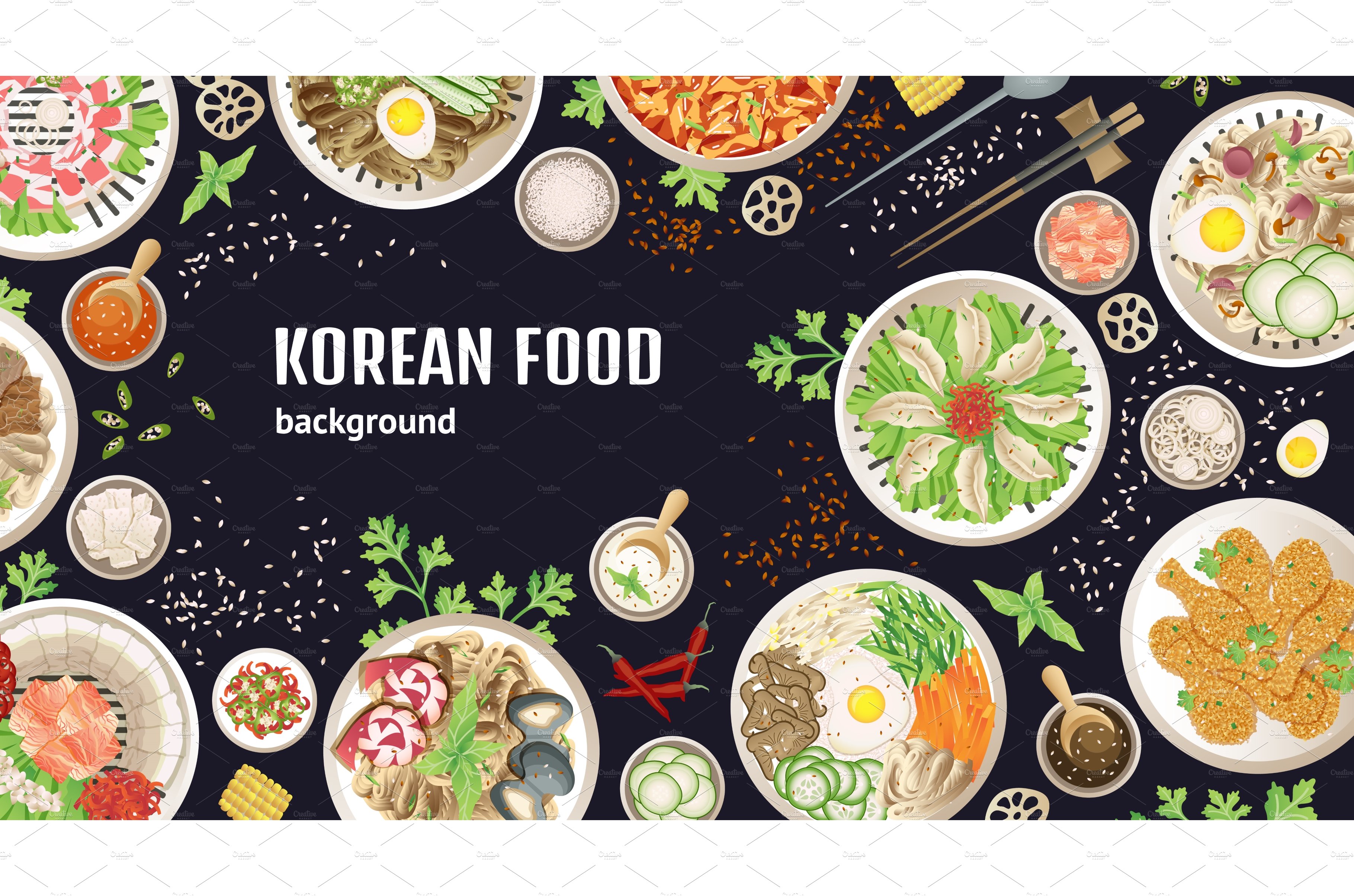 Top view korean meal. Barbecue tofu cover image.