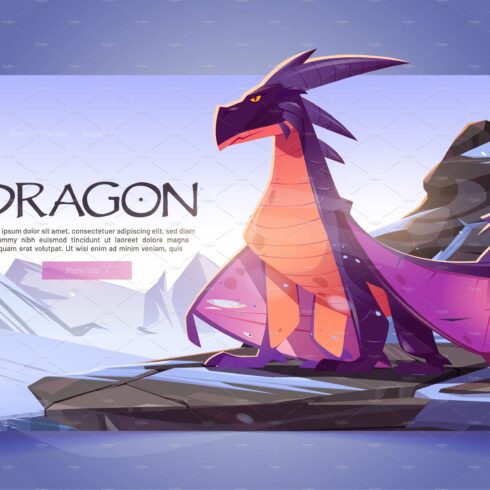 Dragon at winter mountains cartoon cover image.