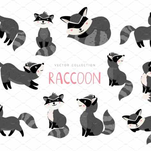 Cartoon racoon. Raccoon character cover image.
