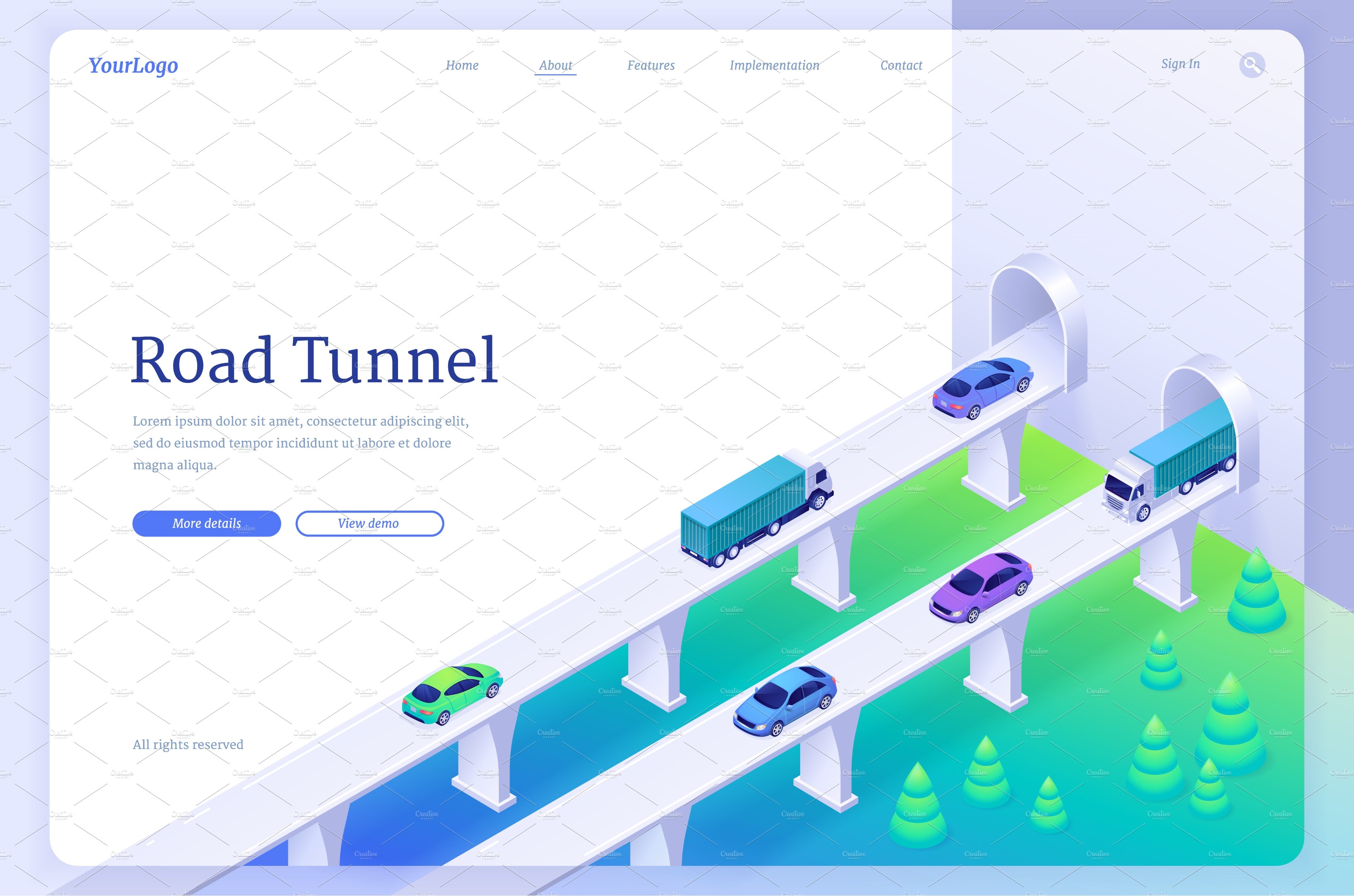 Road tunnel banner with car traffic cover image.