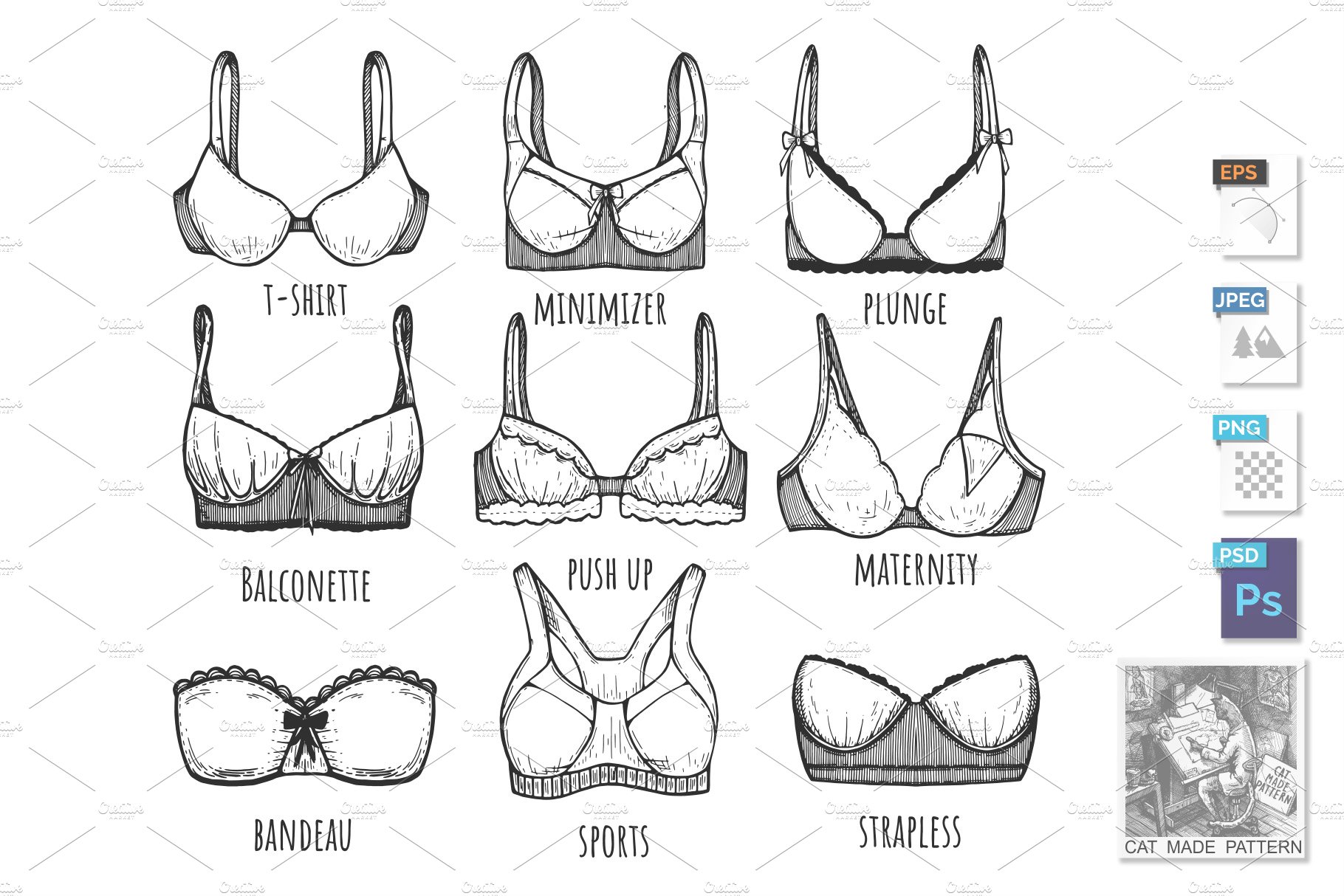 Female underwear different types set cover image.