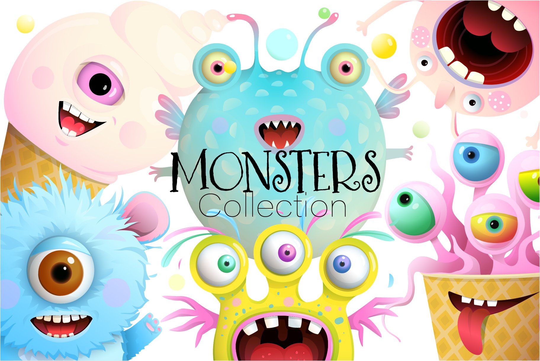 Monsters Eyes and Mouth for Kids Set cover image.