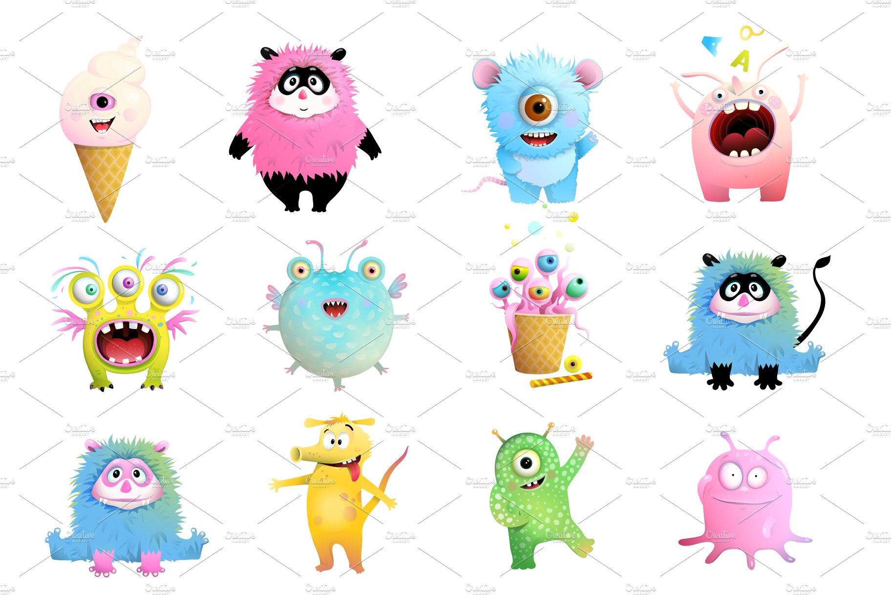 Monsters Eyes and Mouth for Kids Set preview image.