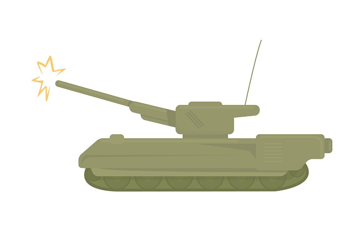 Tank semi flat color vector element cover image.
