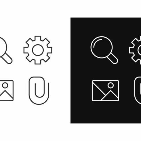 Website elements linear icons set cover image.