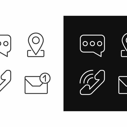 Communication channels linear icons cover image.