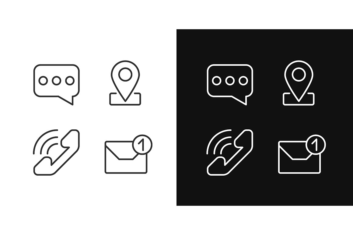 Communication channels linear icons cover image.