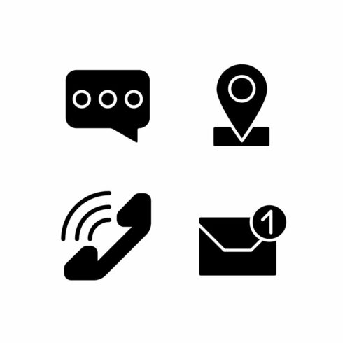 Communication channels glyph icons cover image.