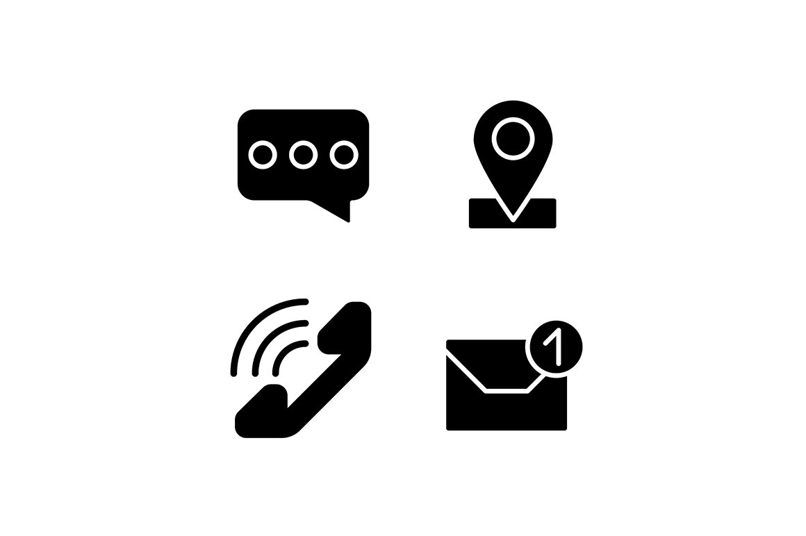 Communication channels glyph icons cover image.