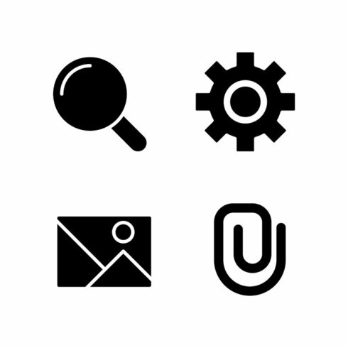 Website elements black glyph icons cover image.