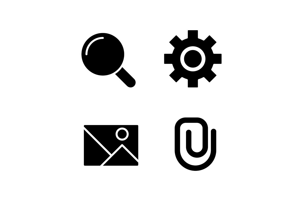 Website elements black glyph icons cover image.