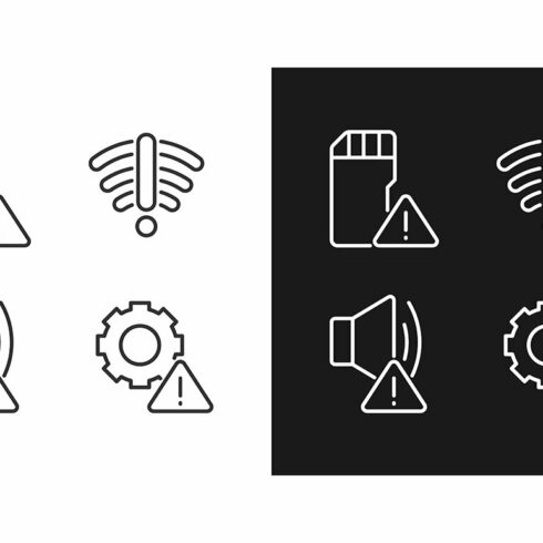 Hardware issues icons set cover image.