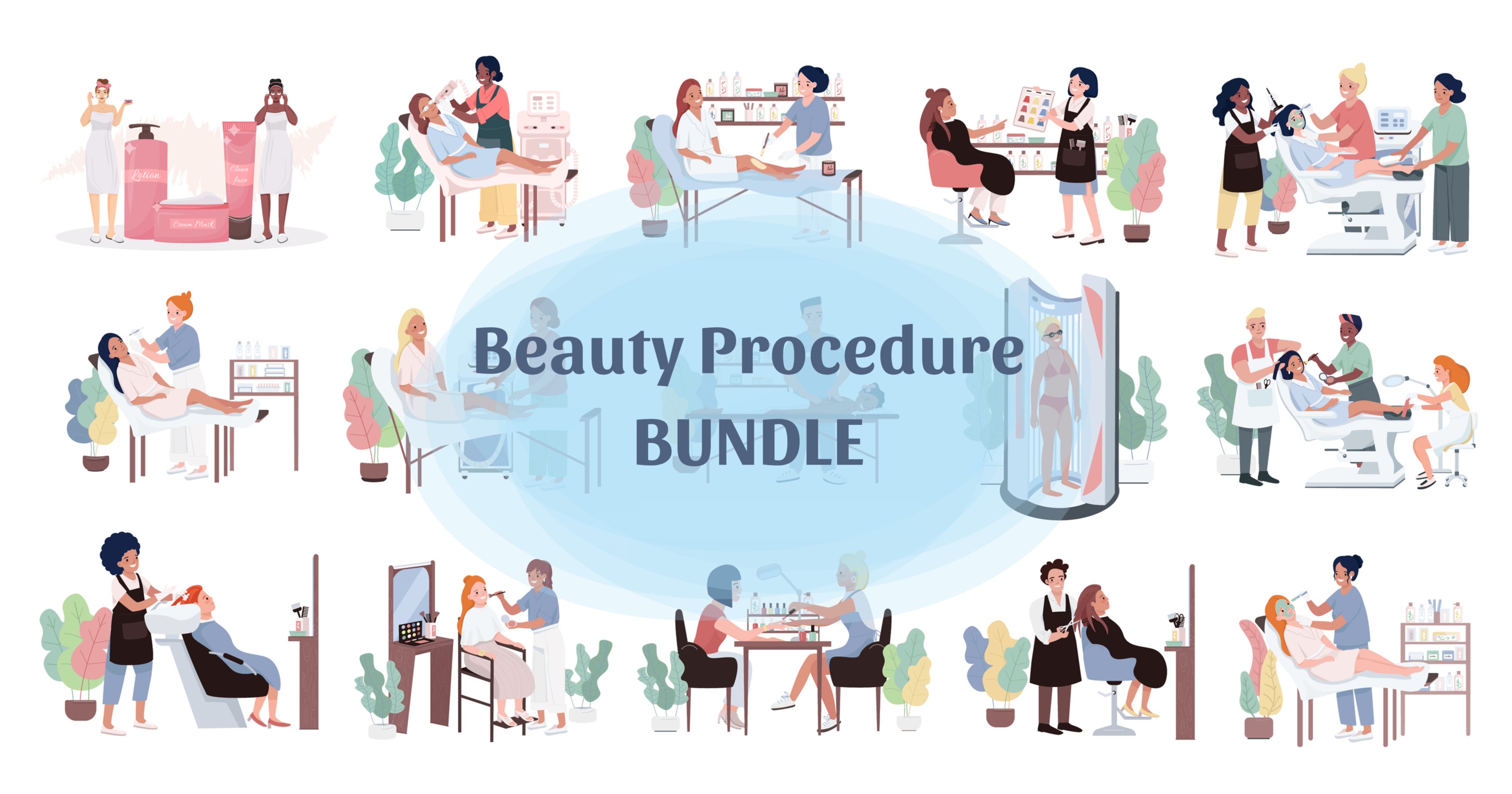 Beauty and spa characters bundle cover image.