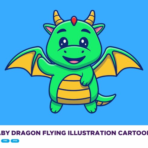 Cute Baby Dragon Flying Illustration cover image.