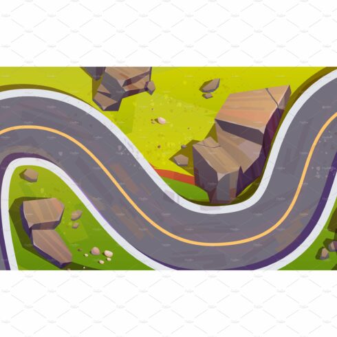 Top view of winding car road cover image.
