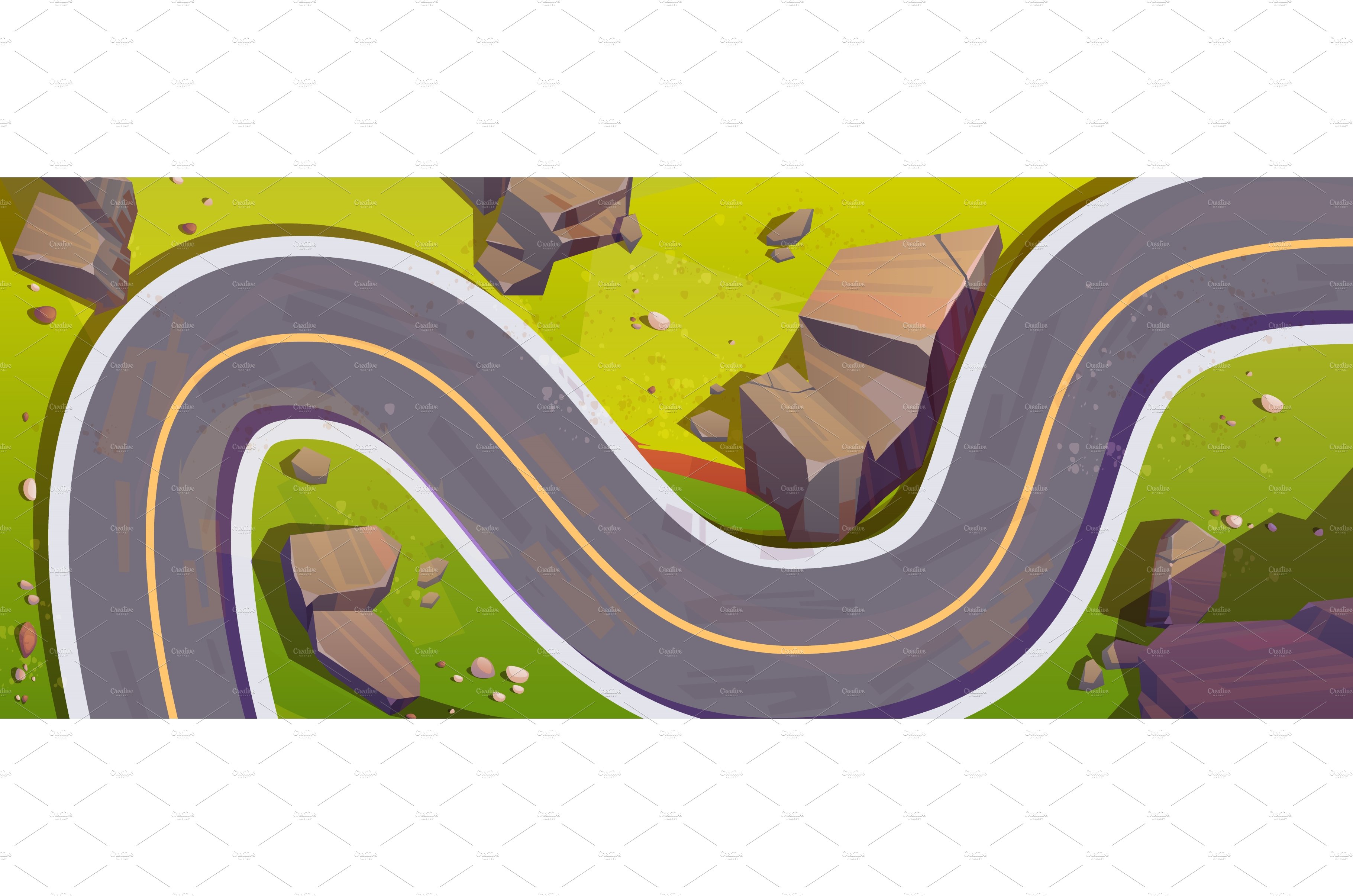 Top view of winding car road cover image.