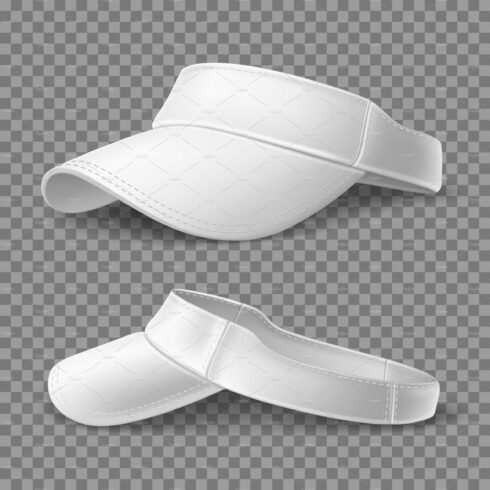 Realistic visor cap. 3D white sport cover image.