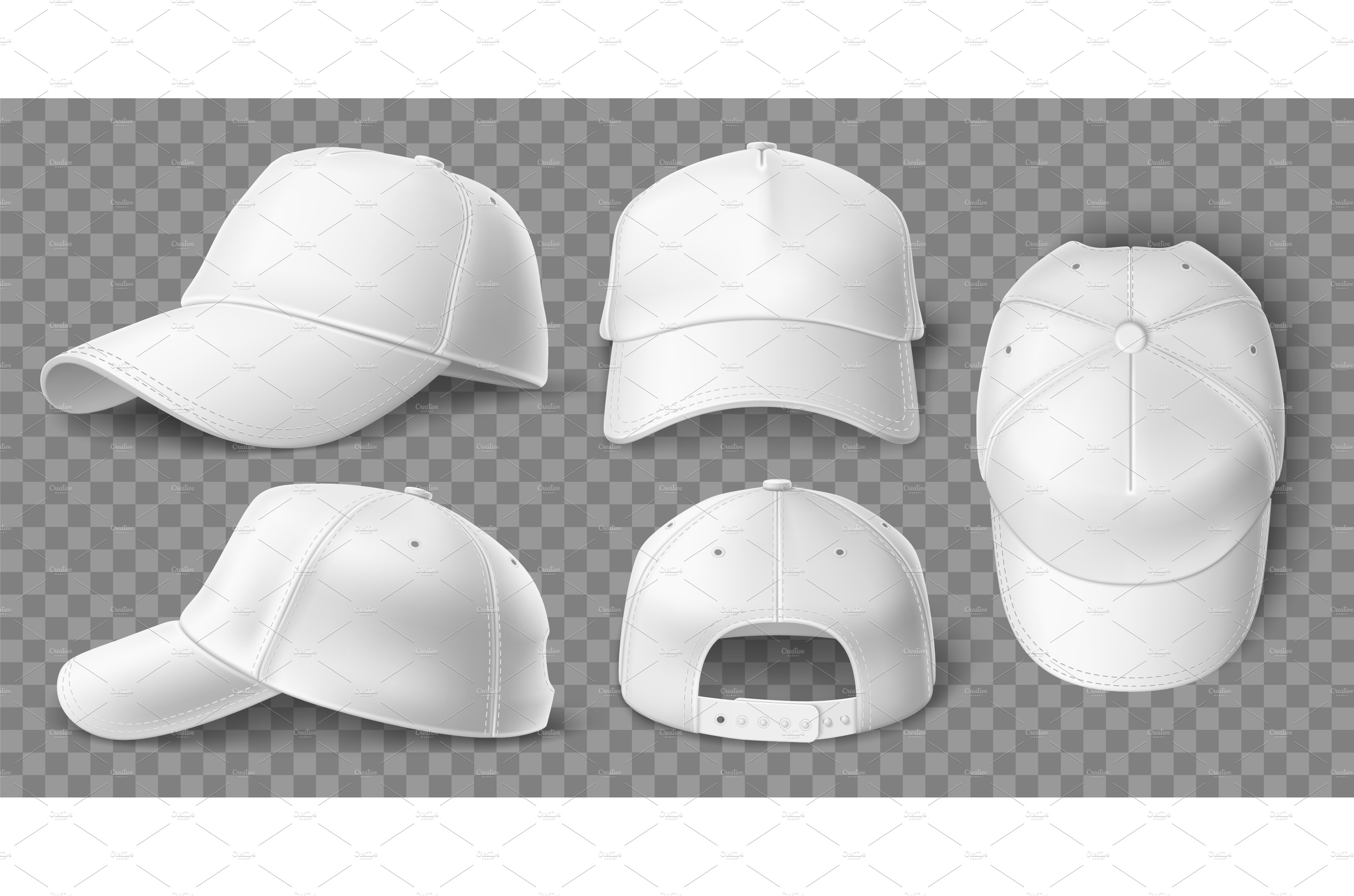 Realistic white baseball cap mockup cover image.