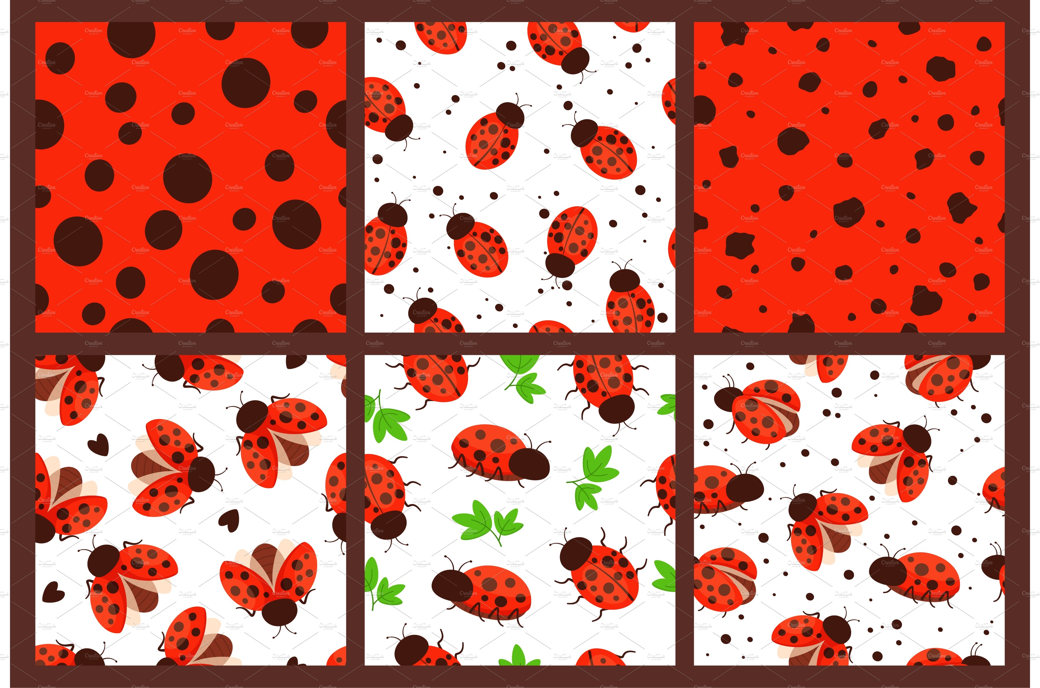 Ladybug patterns. Red dots texture cover image.